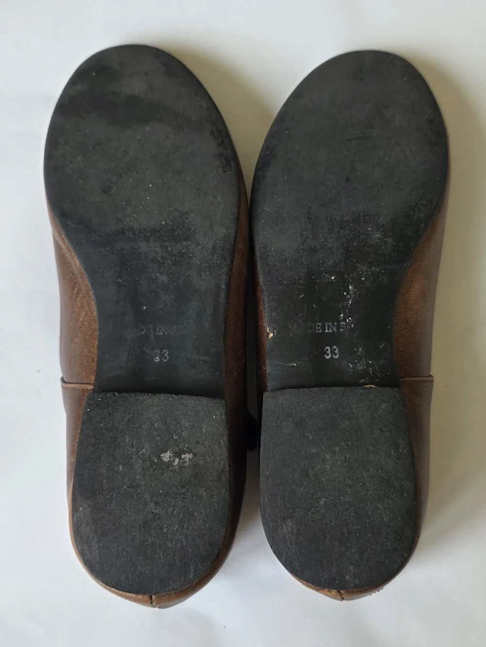 Leather Mary Jane Flats in Brown - Blublonc
